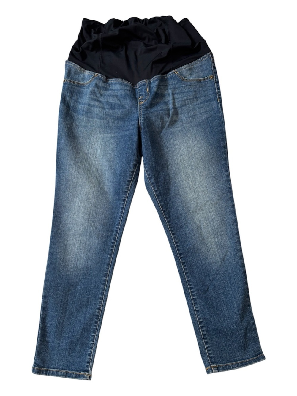 Isabel Maternity Jeans, Stretch Panel Skinny Crop Denim, Size 10, Faded
